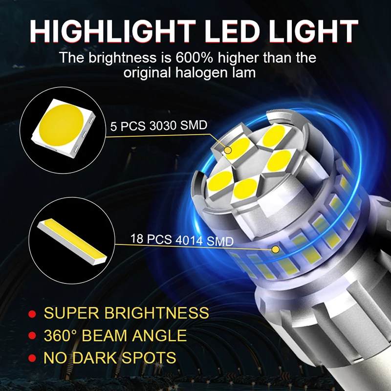 2 قطعة سيارة مصباح ليد لمبة S25 R10W R5W 1156 BA15S BAU15S P21W PY21W 1157 P21/5W BAY15D 7443 3157 T25 T20 السيارات عكس مصباح 6000 كيلو #3