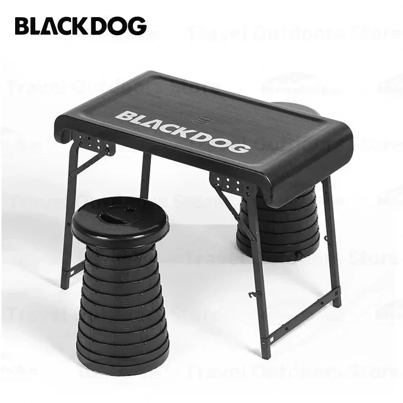 BLACKDOG Camping Table Chair Set Tourist Table with Picnic Aluminum Outdoor Folding Telescopic Stool Ultralight Double Portable