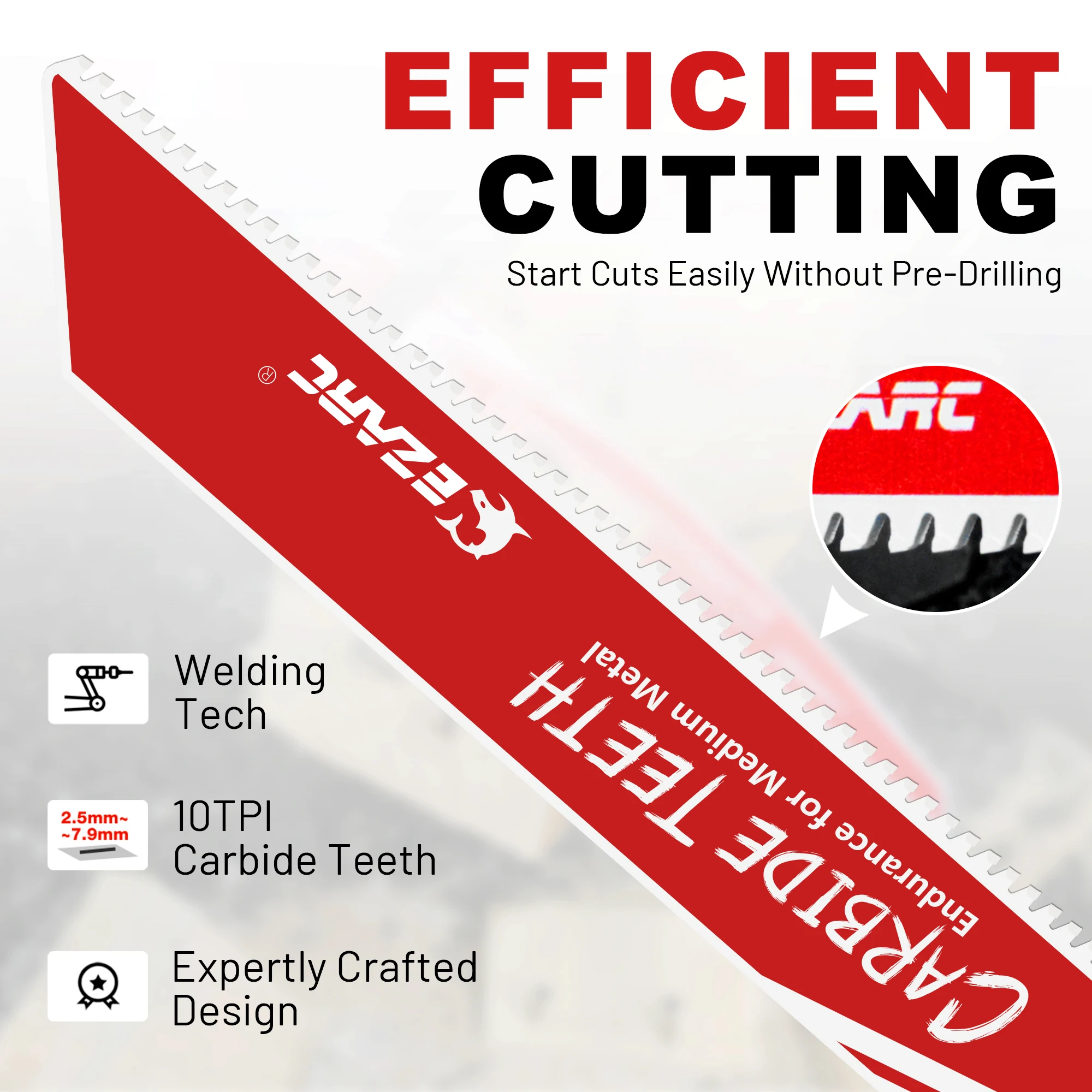 6inch/9inch 3pcs Carbide Reciprocating Saw Blades 10TPI, 150mm/225mm Sawzall Blades Endurance for Medium Metal, Fast Cutting