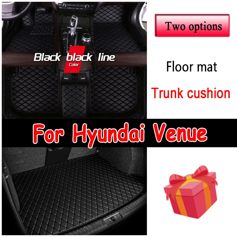 Car Floor Mats For Hyundai Venue QX 2020 2021 2022 2023 Luxury Mat Protective Pad Leather Rugs Anti Dirty Carpets Accessories