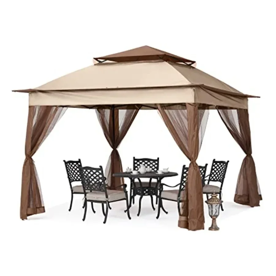 11x11 Feet Pop Up Gazebo with Netting Screen Walls
