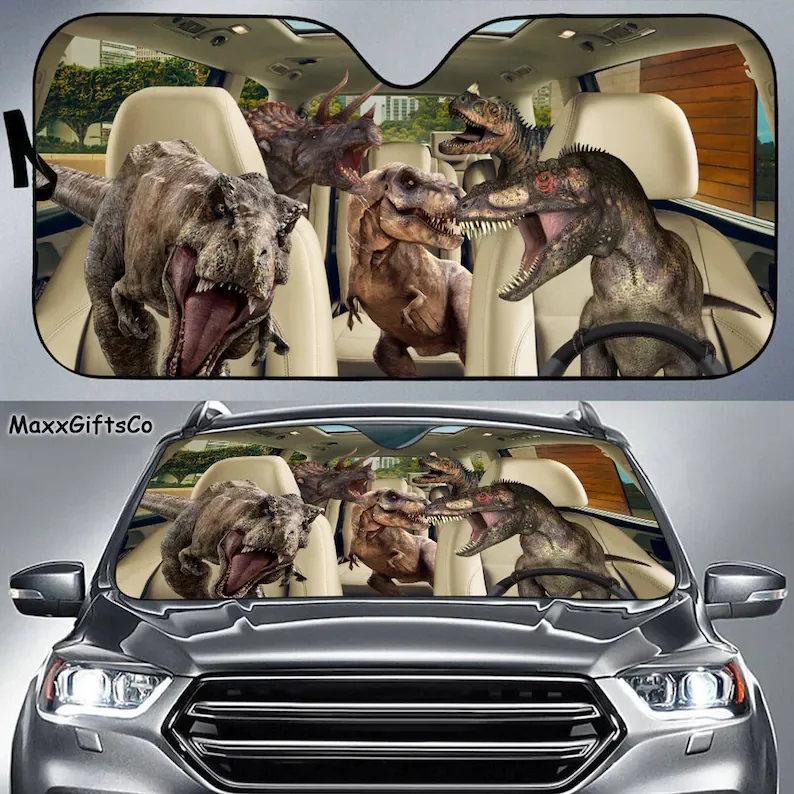 

Dinosaur Car Sun Shade, Dinosaur Windshield, Family Sunshade, Dinosaur Car Accessories, Car Decoration, Gift For Dad, Mom