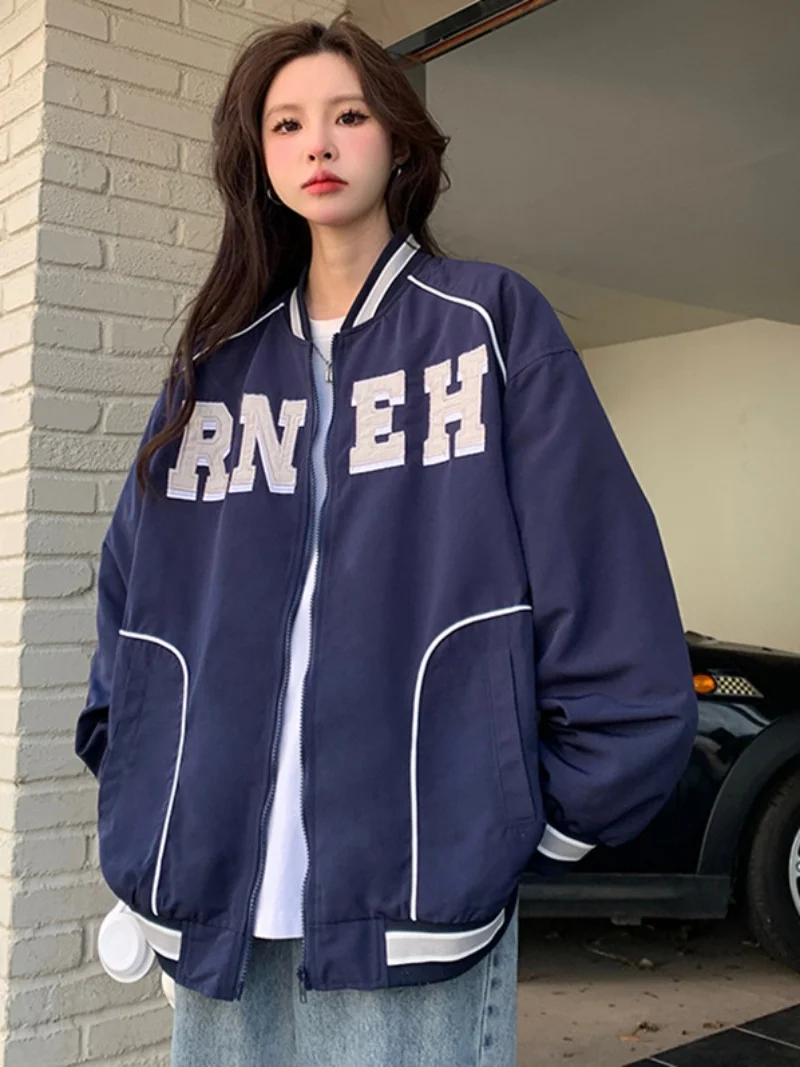 

Baseball Jackets Y2K Womens Spring Upgraded Cute Deerskin Sun-Protective Evening Drop-Shoulder Ulzzang Basic Tailored Patterned