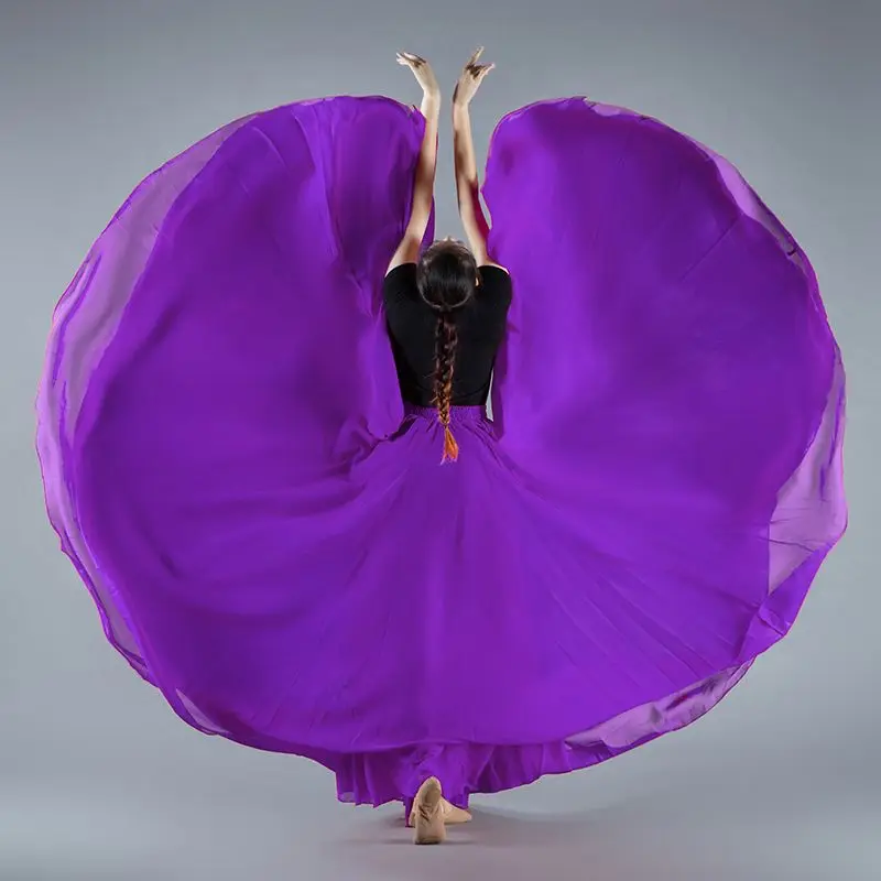 720 Degree Chiffon Skirt Ballet Belly Dance Women Gypsy Long Skirts Dancer Practice Wear Assorted Dance Skirt 2025 New A364