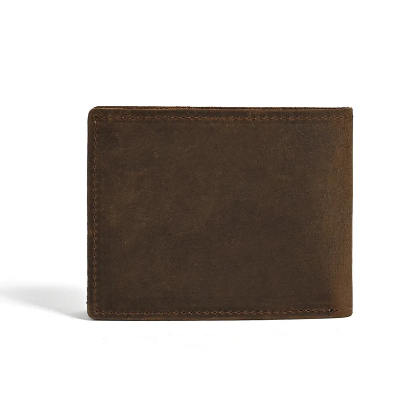 LD-Crazy Horse Leather Wallet Retro Style Horizontal Men's Wallet Minimally Used Genuine Leather 4-car Card Bag