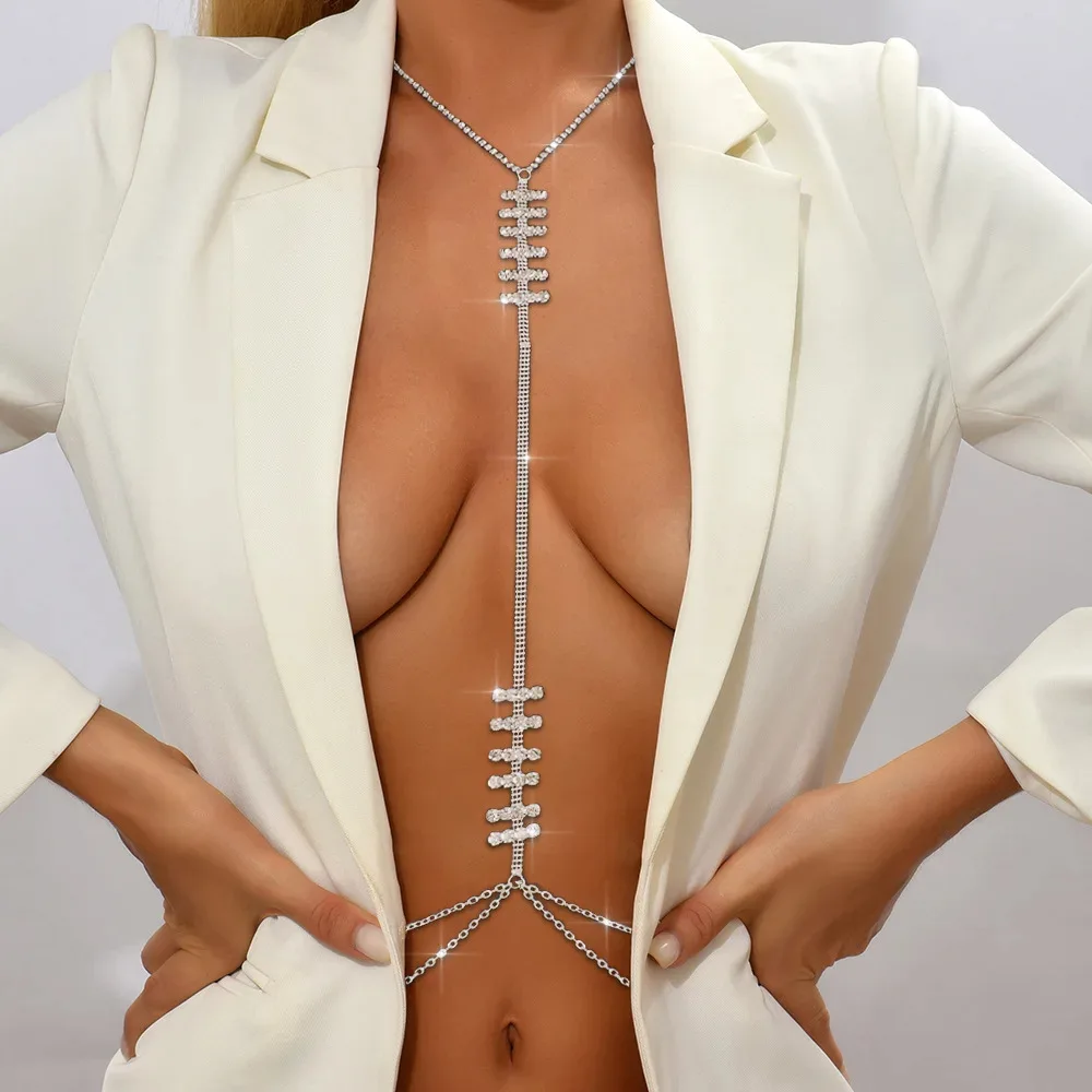 

Stonefans Crystal Chest Chain for Women Sexy Rhinestones Jewellery Girls Body Chain Harness Lingerie Bra Dress Accessories Gift