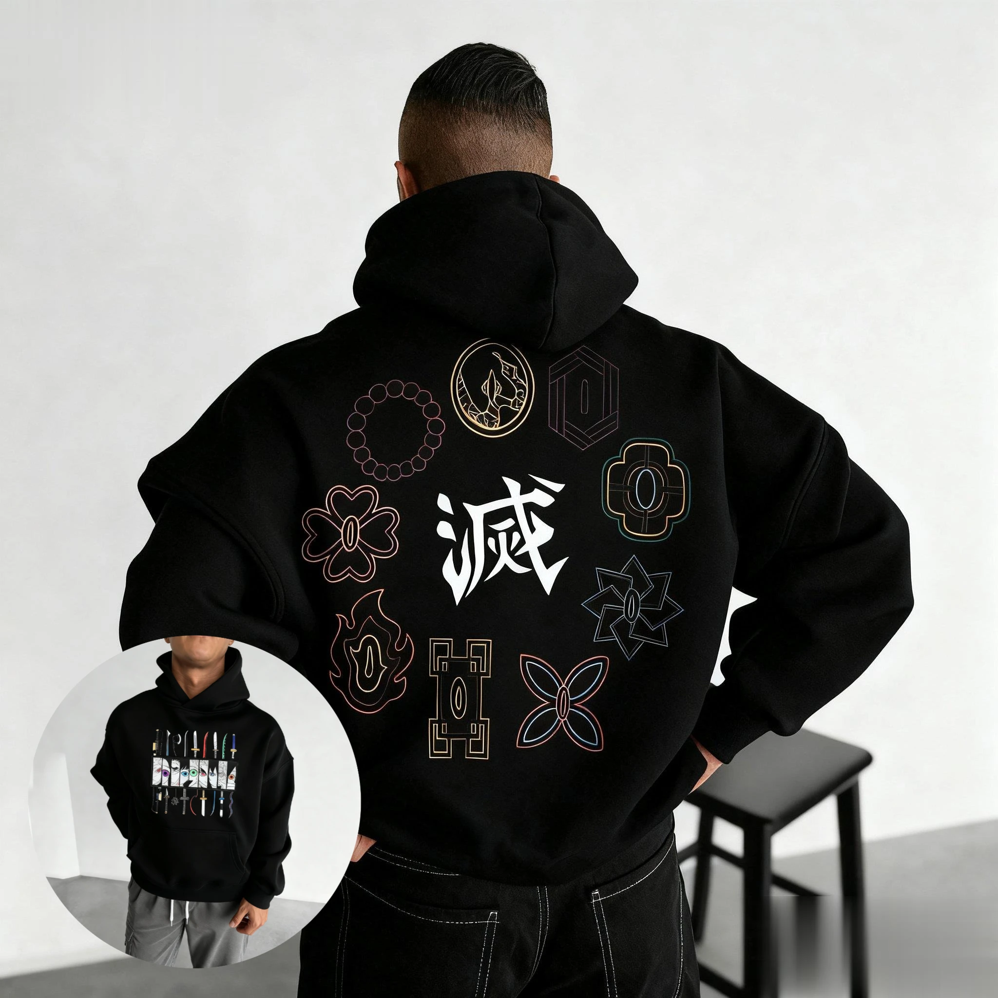 

Уличная одежда Demon Slayer для мужчин и женщин, пуловер с капюшоном, повседневная толстовка большого размера с принтом аниме, модный свитер с капюшоном с графическим рисунком, осень