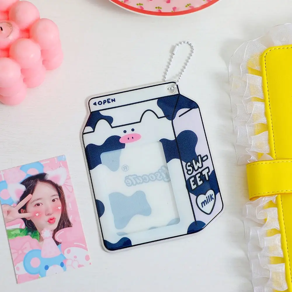 Korean Milk Bottle Photocard Holder 3inch Card Set Cartoon Photo Star Chasing Student Girl Bus Card Storage Holders