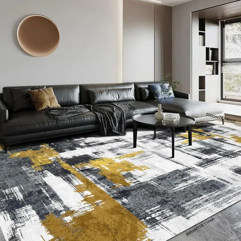 VIKAMA Modern Abstract Carpet Non-Slip Easy Care Living Room Sofa Floor Mat Dining Room Bedroom Carpet Home Decoration