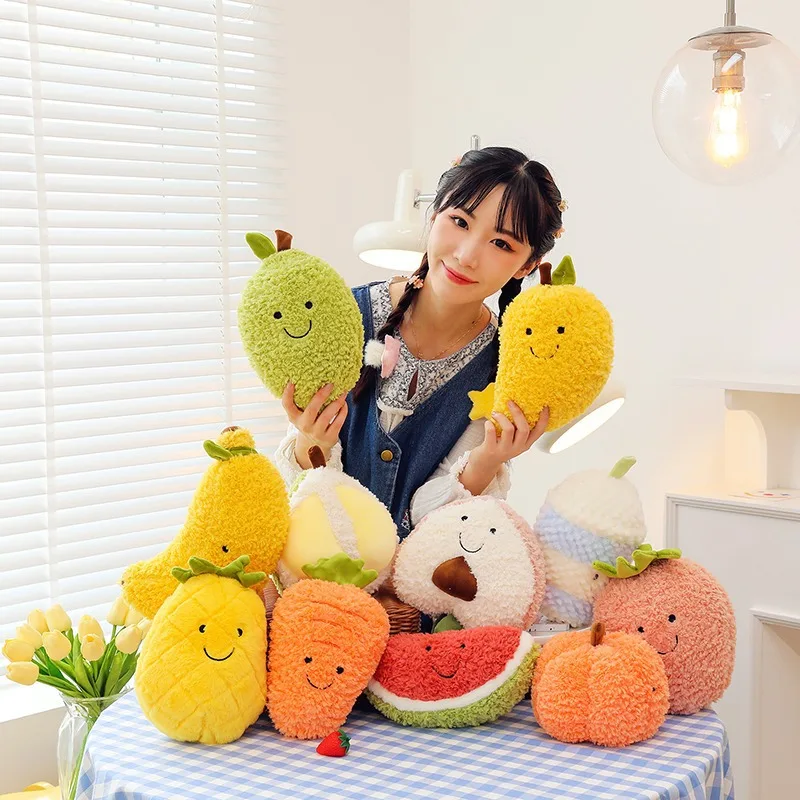 Fruit Vegetable Plush Toy Watermelon/Strawberry/Avocado/Carrot/Mushroom Plush Toy Bedroom Decoration Children Birthday Gift