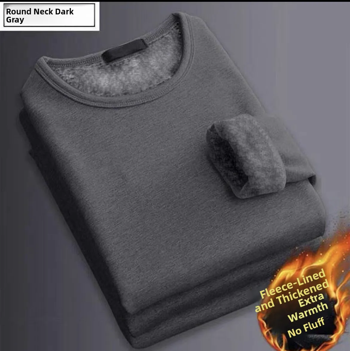 Men's Thermal Underwear Long Sleeve Thickened Fleece Workwear Warm Clothes Youth Style round Neck T-Shirt for Winter Season