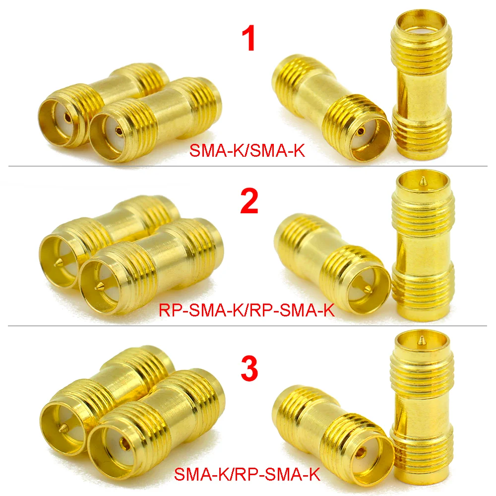 SMA to SMA Female Connector rp-sma to sma coax adapter pure copper Gold Plated for wifi Antenna Radio Ham or Handheld