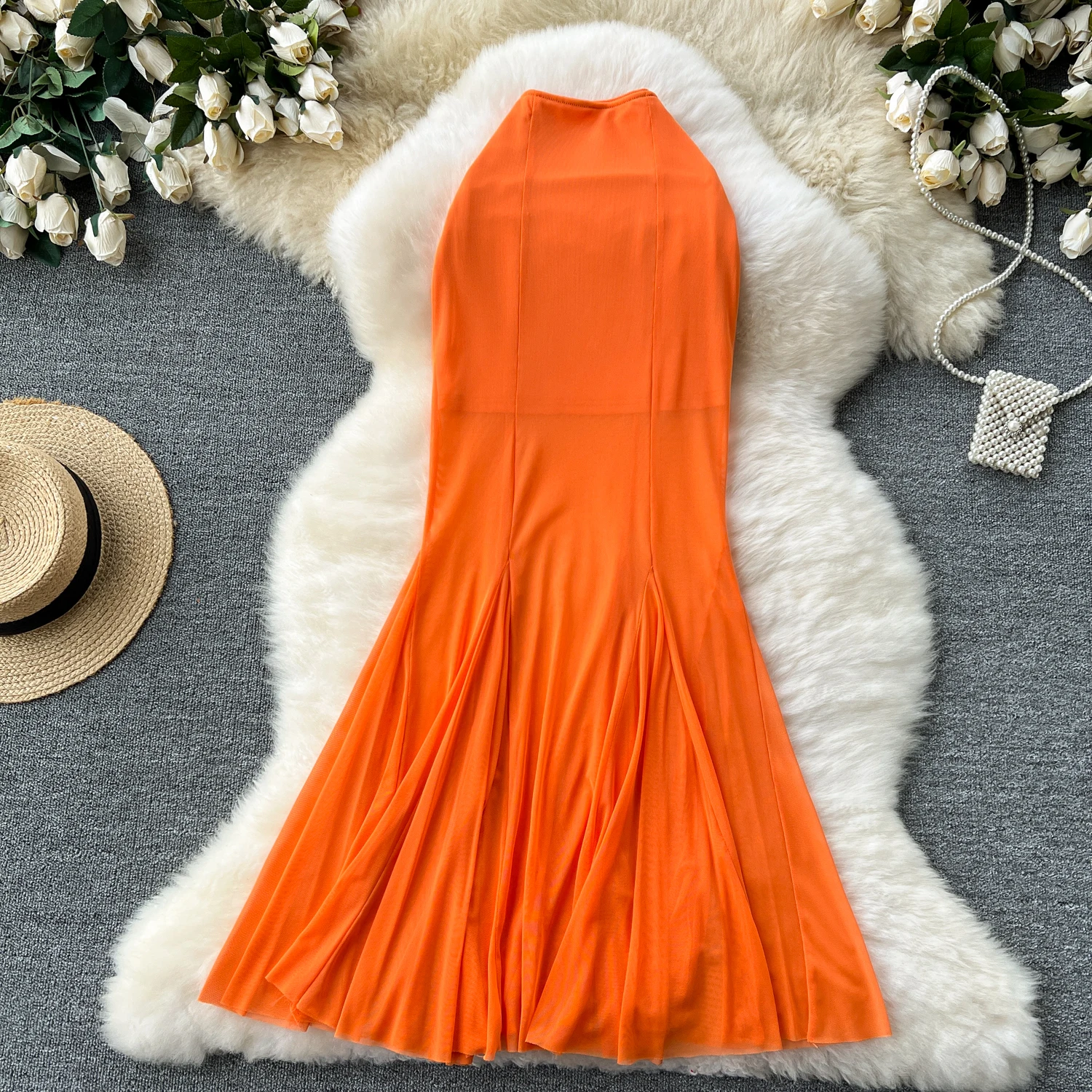 

Women Chic mesh Patchwork mermaid Elegant Elastic Sexy Skirt High Waist Fashion Vintage summer basics A-line Skirt