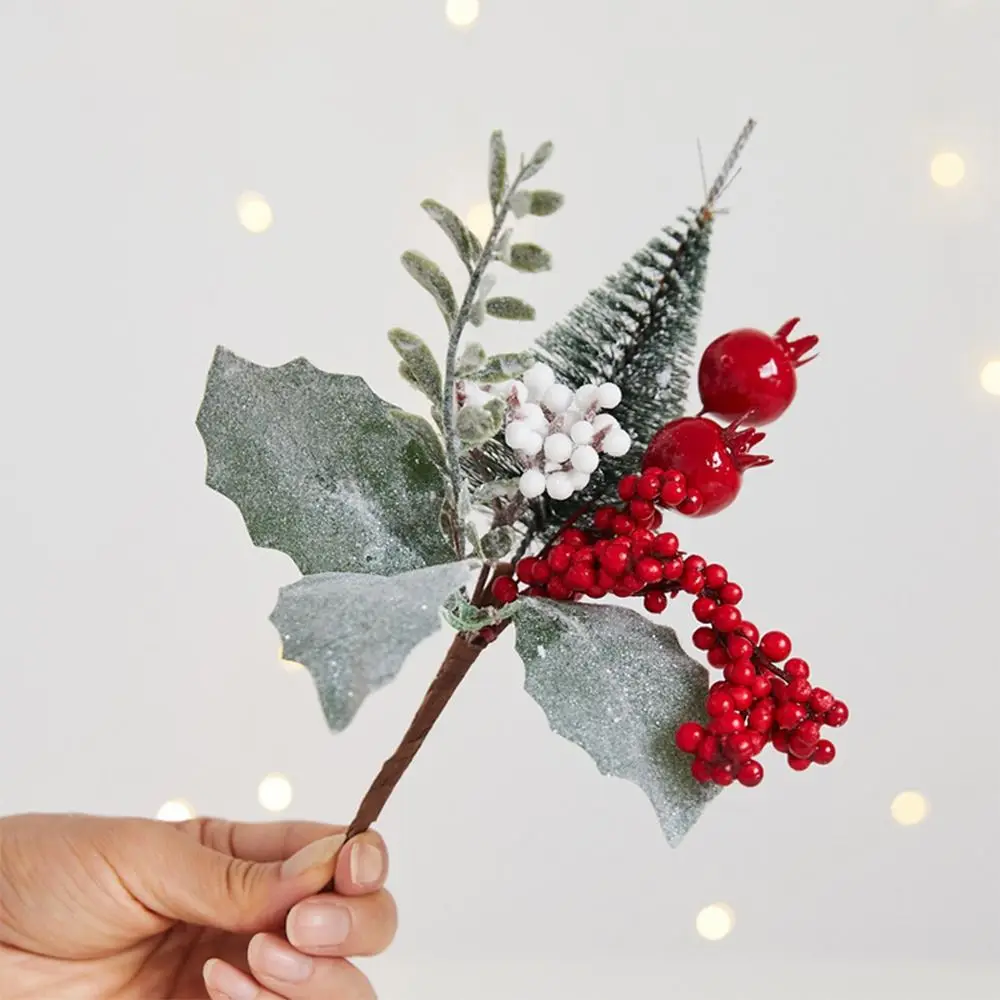 Multicolor Christmas Pine Branches Bouquet DIY Accessories Artificial Pine Red Berry Home Decoration Floral Arrangement