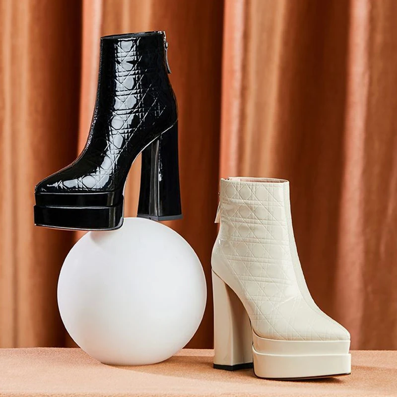 النساء حذاء من الجلد منصة عالية الكعب أشار تو أحذية الشتاء حفلة البريدي مضخات 2025 مثير الجلود أحذية بوت قصيرة Mujer الثلوج بوتاس #4