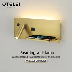 Creative LED Wall Sconce Minimalist Design Wireless Charging USB Interface Night Lamp Indoor Lighting For Living Room Bedroom