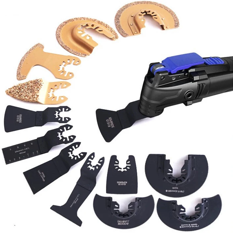 Multifunctional Cutting Grinding Blades, Quick Fit Straight & Half Round Oscillating Blades, HSS Manganese Steel for Wood Metal