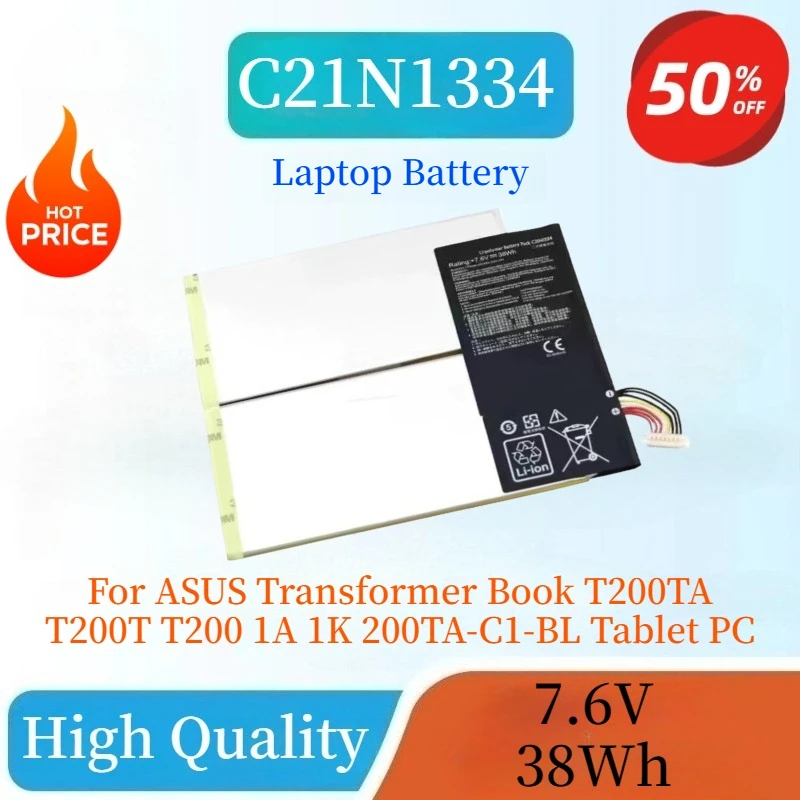 

High Quality C21N1334 7.6V 38WH Laptop Battery For ASUS Transformer Book T200TA T200T T200 1A 1K 200TA-C1-BL Tablet PC