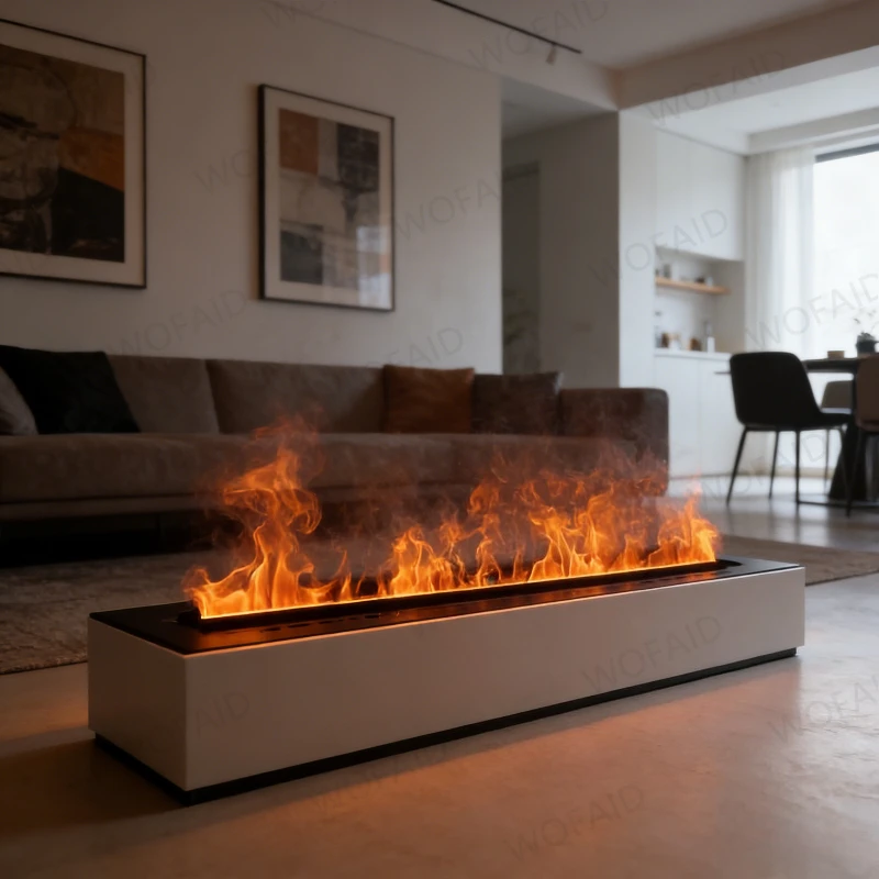 

Встраиваемый 3D-камин с паровым эффектом - без водяных брызг вокруг устройства, эффективное испарение пара, имитация пламени LED-каминной топки