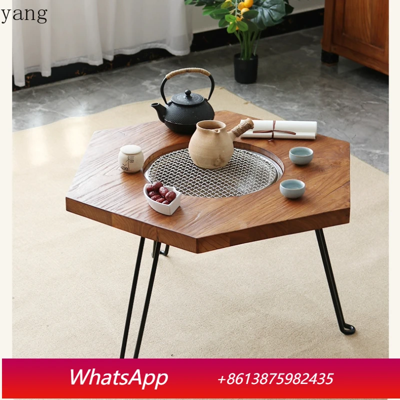 

LMM solid wood Chinese retro coffee table household foldable