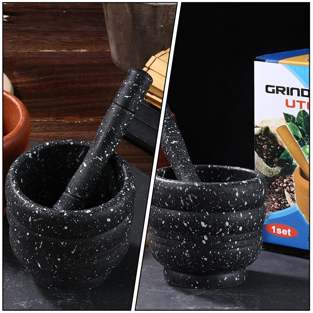 

1 set Manual Garlic Pounder Mortar Pestle Set for Grinding Herbs Pills Spices Crusher Tool Household Black PP Baby for Garlic