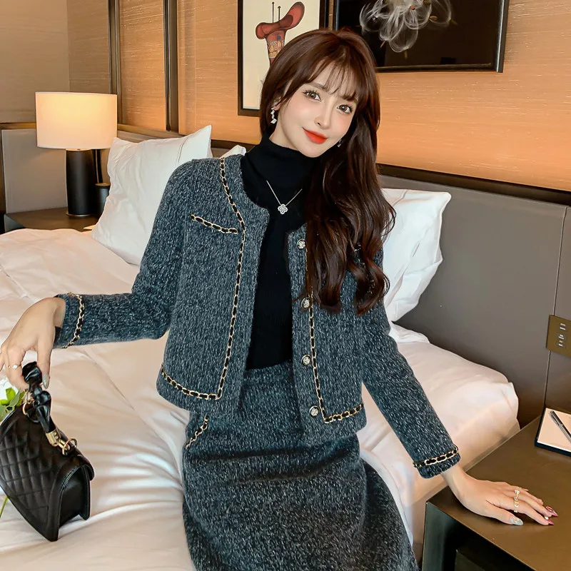 Real Shot Winter 2023 New Fashionable Lady-like Chic Style High-end Woolen Suit Set, Elegant and Warm Two-piece Set High Quality