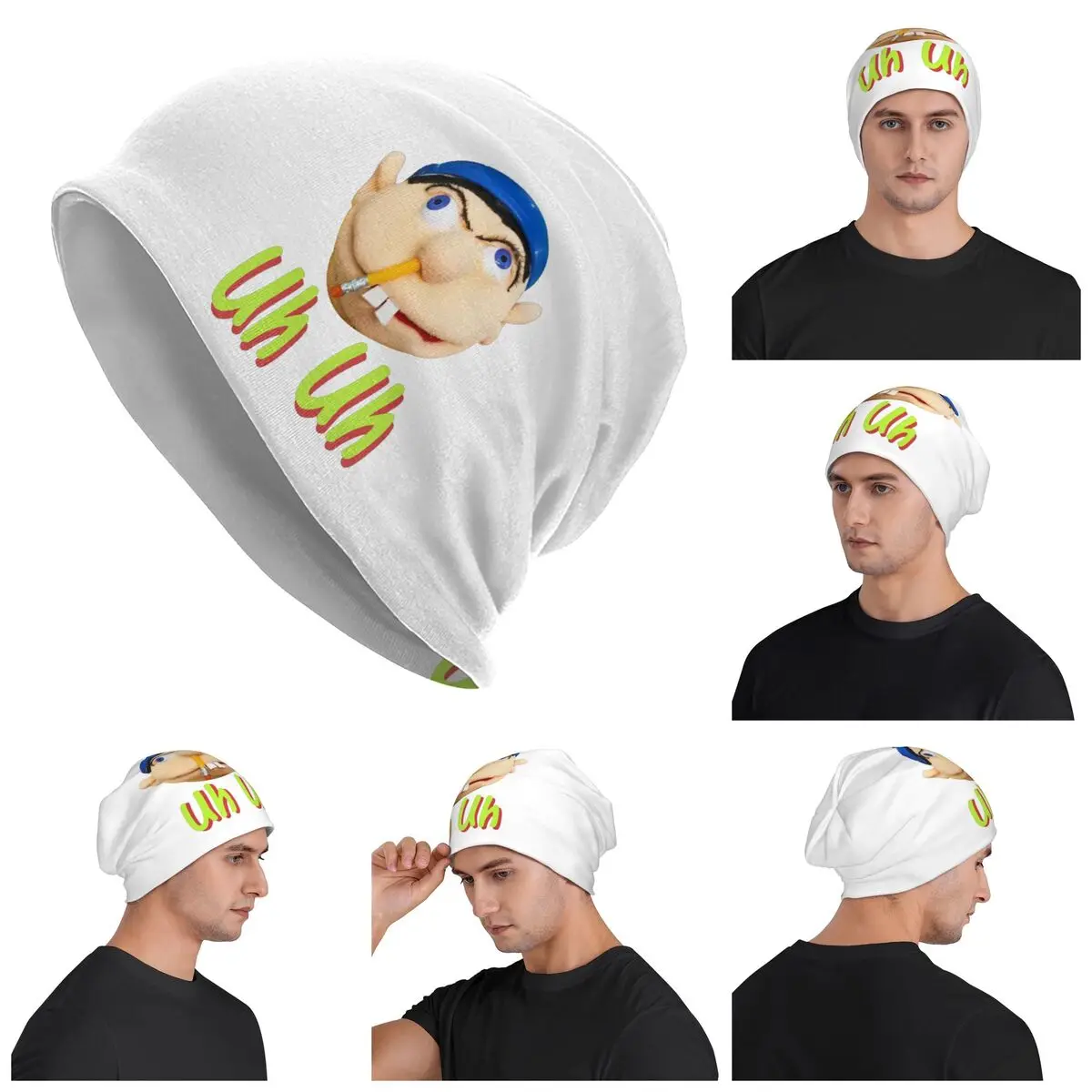 Jeffy I Hate Green Beans Skullies Beanies Hats Warm Autumn Winter Outdoor Cap Knitted Bonnet Caps for Unisex Adult