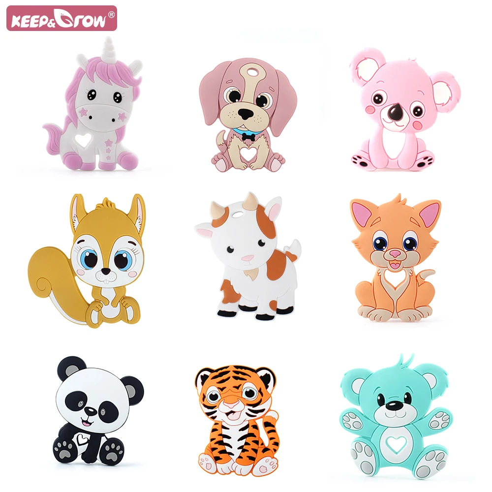 Silicone Teethers Baby Teething Cartoon Unicorn Koala Teethers Pendant Food Grade DIY Baby Pacifier Chain Pendant Oral Care Toys