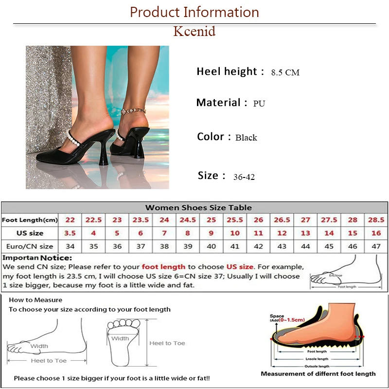 Kcenid Summer String Bead Shallow Pointed Toe Sandals Women High Heels Sexy Shoes For Women Slingbacks Pumps Party Prom Shoes