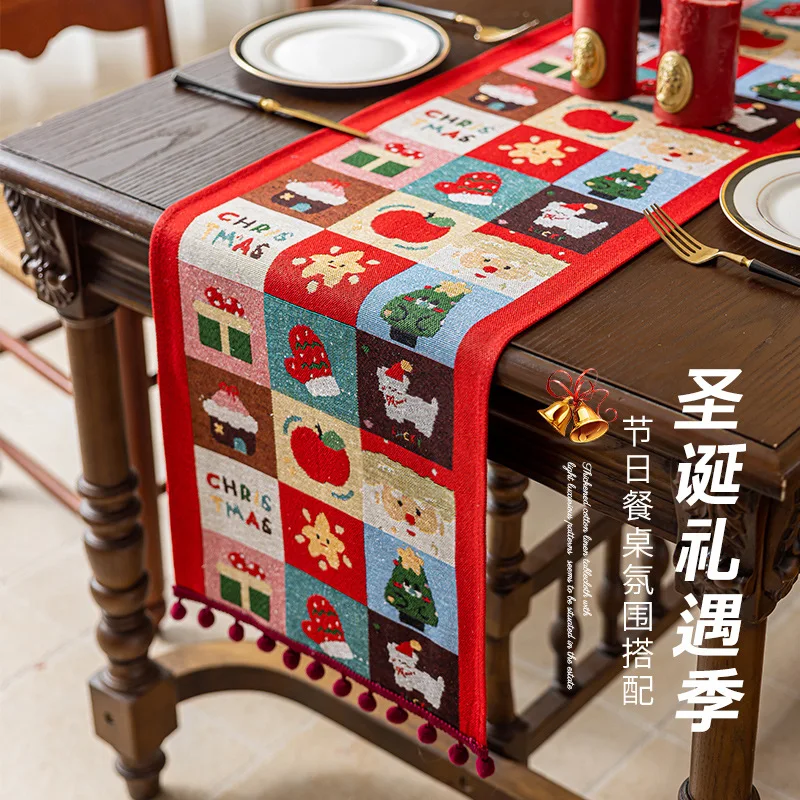 

Christmas Decoration Table Runner, Snowman Bell Table Runner Winter Xmas Tree Table Runners for Kitchen Dining Home Party Decor