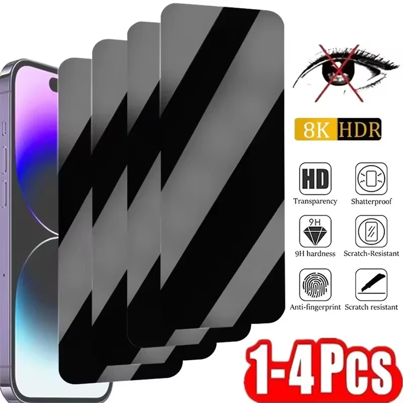 1-4PCS Anti Spy Screen Protector For Samsung S24 Ultra S23 FE S22 S21 S20 S10 Plus Note 20 Ultra 10 Lite Privacy Tempered Glass