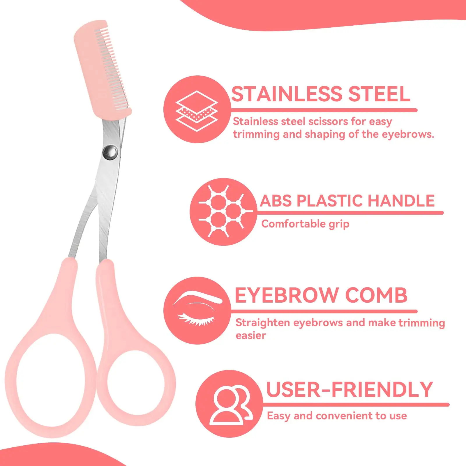 1 pçs aparador de sobrancelha, tesoura de sobrancelha de aço inoxidável com pente, tesoura de aparar sobrancelha remoção de cabelo ferramentas de beleza para mulher