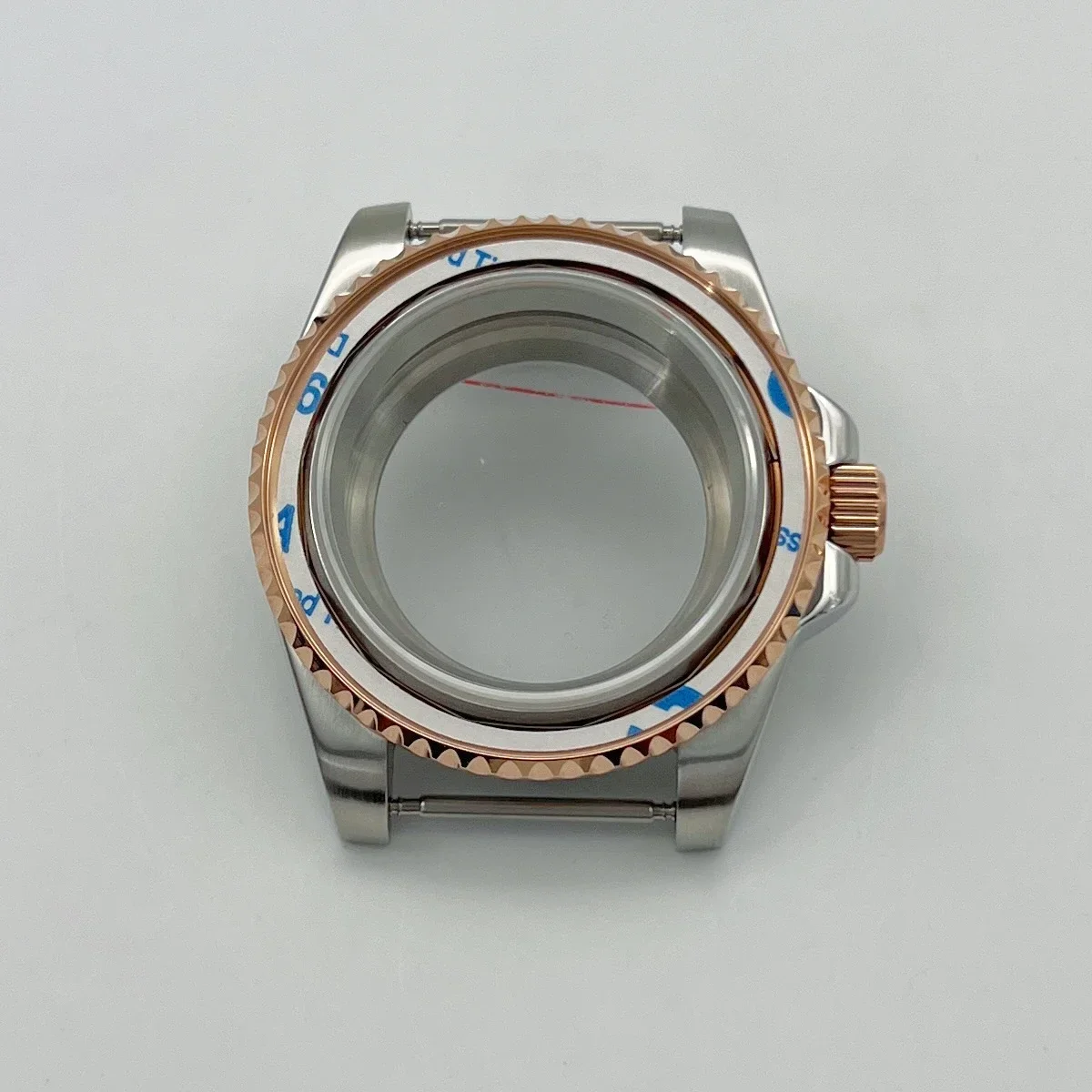 Casing baja tahan karat kaca safir 40mm NH35 dua warna mawar perak 100m tahan air untuk SUB GMT YACHT NH34 NH35 NH36 gerakan