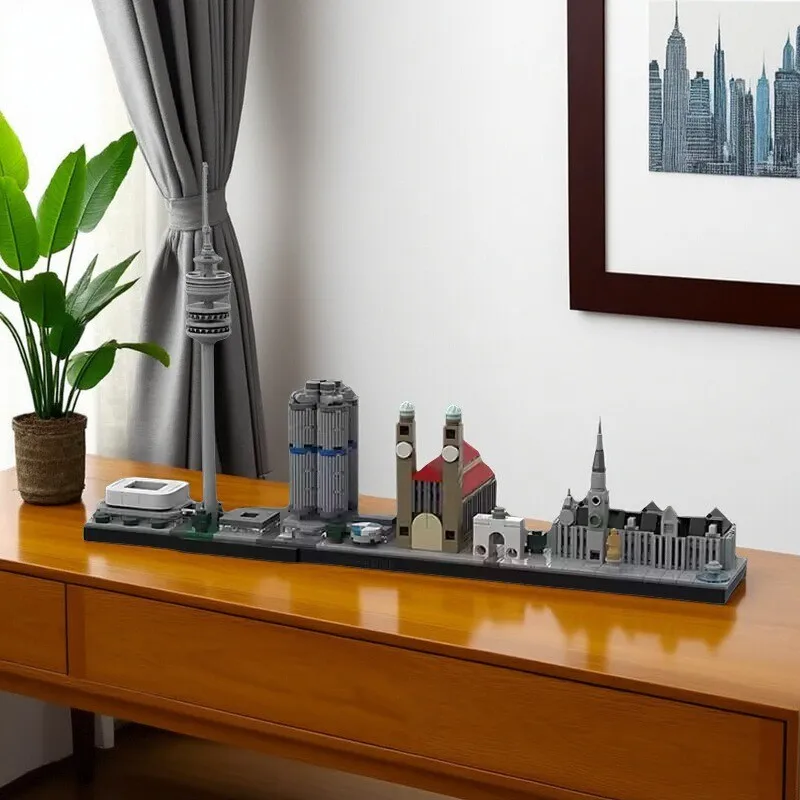 

Германия, город, вид на улицу, архитектура, строительные блоки, модель MOC Munich Skyline, детские игрушки для сборки, коллекция для взрослых, подарок на день рождения