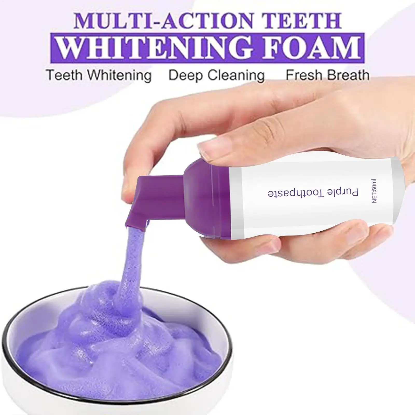 Purple Teeth Whitening Toothpaste Remove Plaque Stains Cleaning Orals Hygiene Dental Bleaches Tools Fresh Breath Beauty Health
