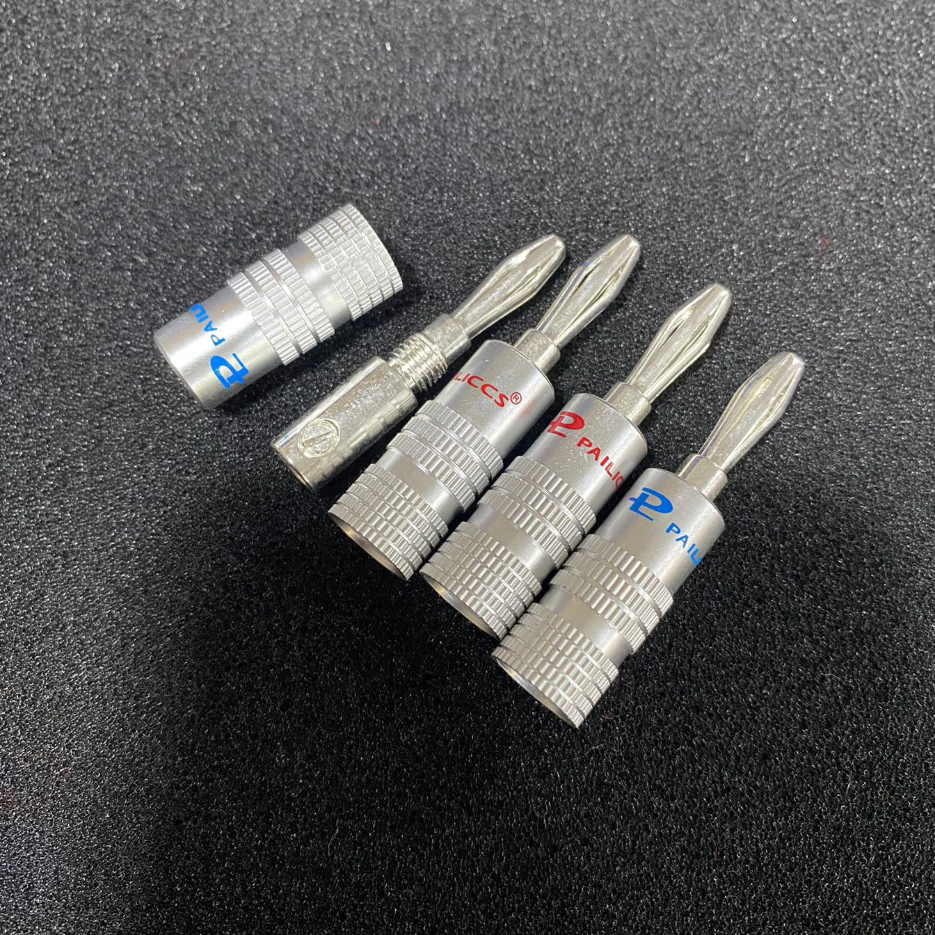 4 مللي متر Pailiccs الموز موصل لحام مجاني الموز التوصيل HIFI مكبر صوت كابلات الموصلات الفضة مطلي الصوت جاك المتكلم المقابس