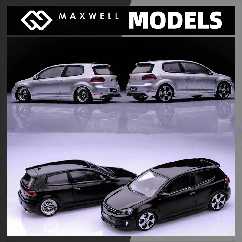 

Maxwell In Stock 1:64 Golf GTI MK6 VI Openable Hood VAG BBS Diecast Diorama Car Model Collection Miniature Toys
