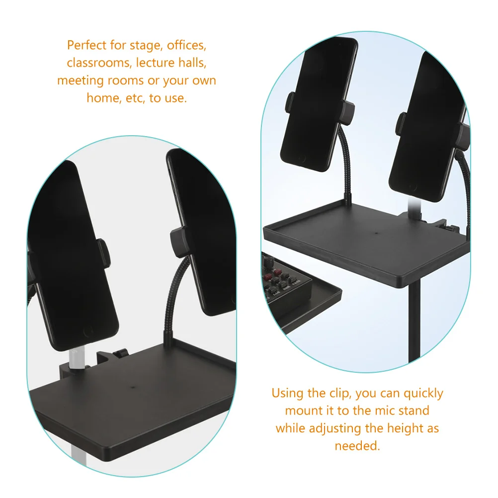 

Plastic Phone Holder Shelf Tray for Mic Stand Sound Card Broadcast Rack Durable Raised Edges Safe Stage Office Classroom Meeting
