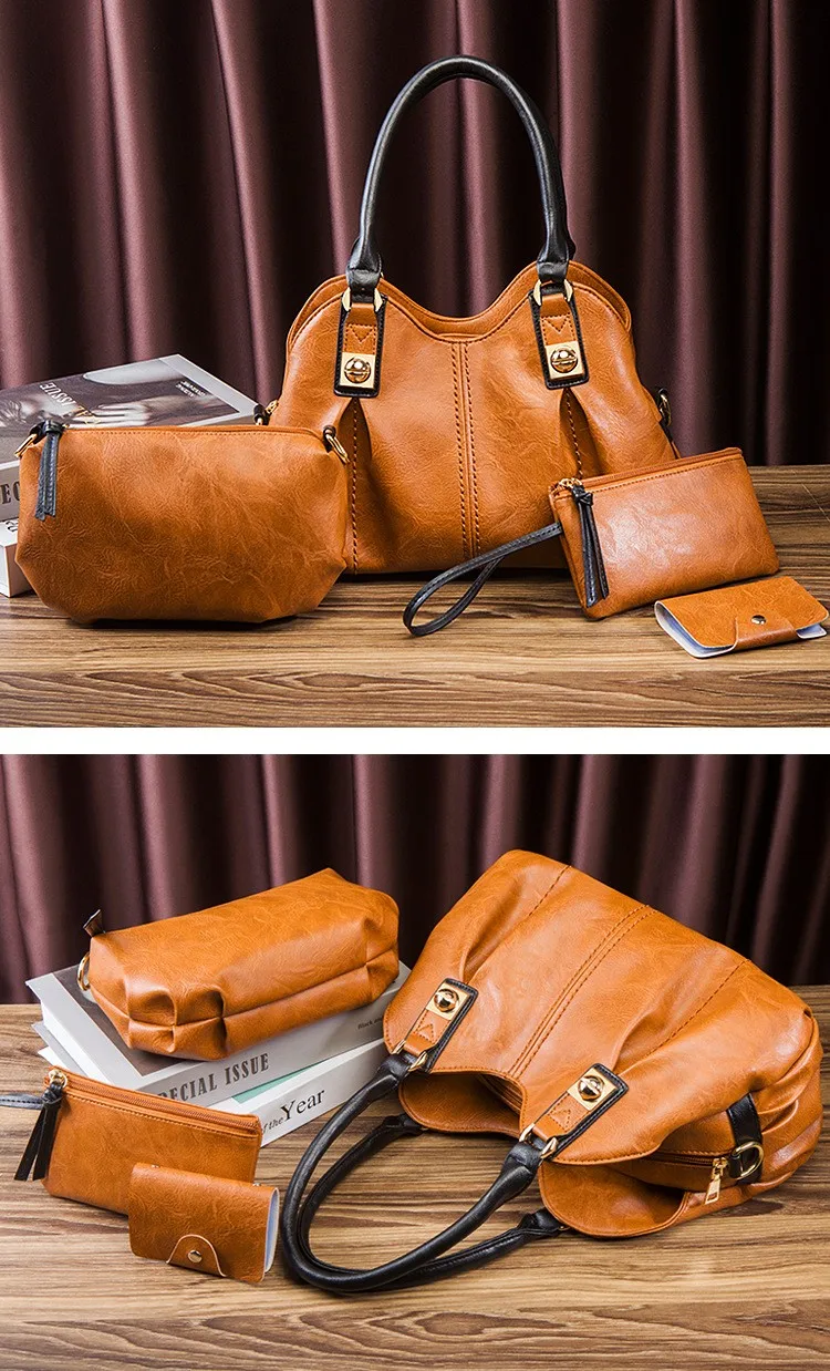 

4Pcs Vintage Handbag Women's Bag Large Capacity Handbags Shoulder Bags Crossbody Bags Purses Bags for Woman Tote Bag