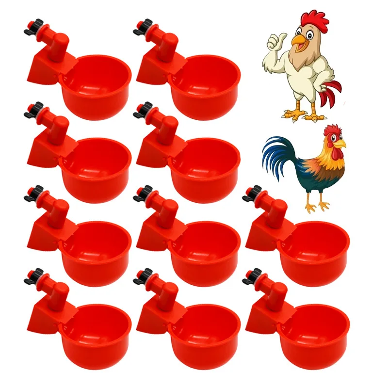 10 Pcs Automatic Poultry Drinker Bowl Chicken Bird Water Cups Duck Drinking Machine Hanging Drinking Bowls Water Dispenser