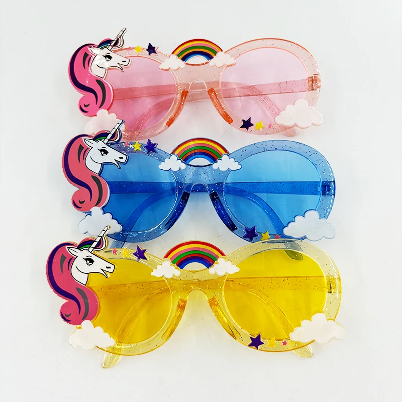 유니콘 테마 파티 LED 라이트 업 안경, 무지개 말 유니콘 안경, 어린이 생일 베이비 샤워 용품, 사진 소품