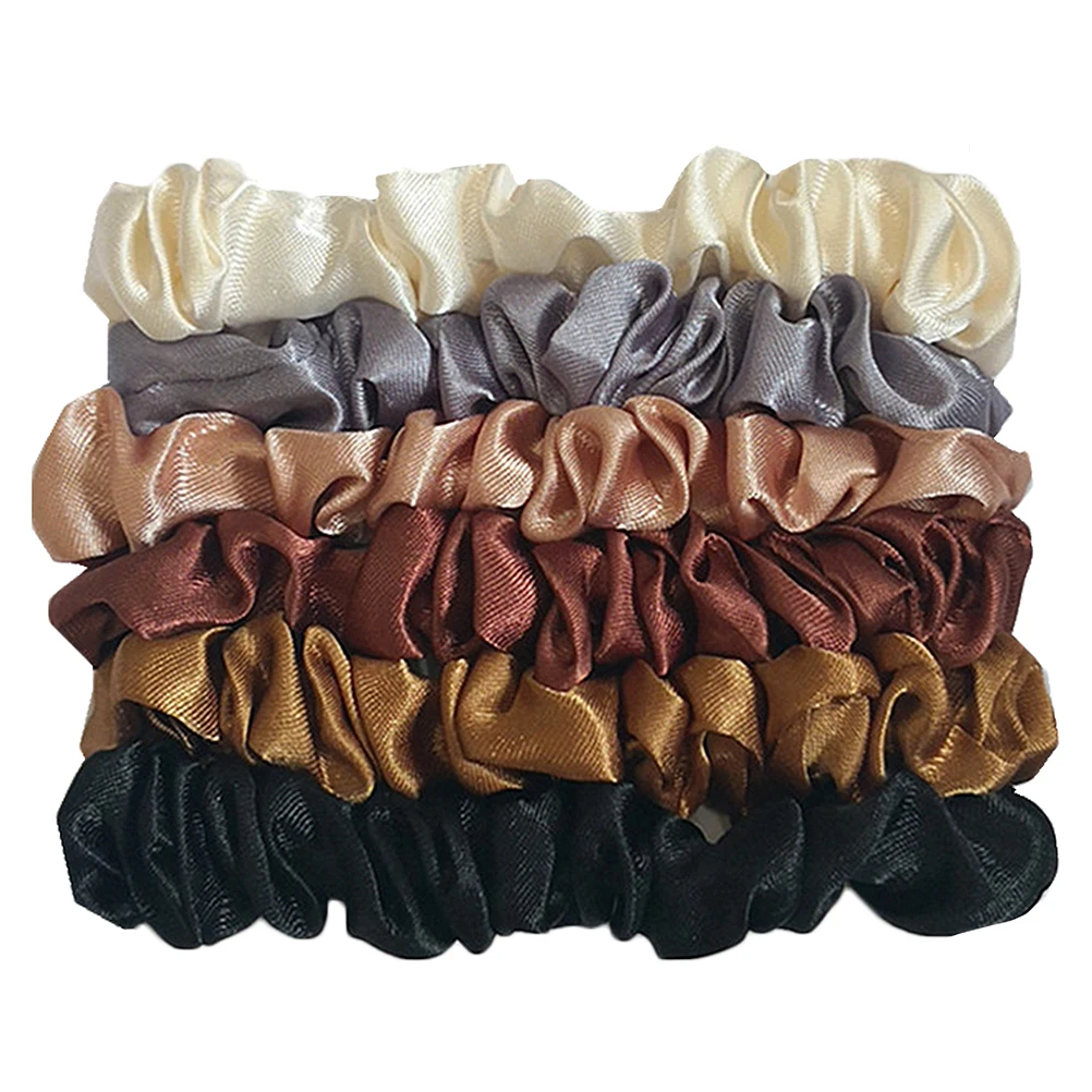 

12 pcs Silk Ties Soft Scrunchies Elastic Ponytail Holders Stretch Hair Rope Girl Accessories Everyday Wear