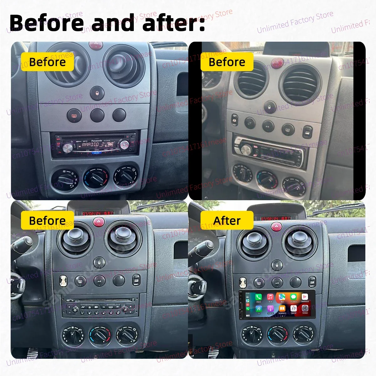 1Din Android Radio for Citroen Berlingo II Peugeot Partner 2003-2010 Carplay Autoradio Android Auto Stereo Car Multimedia GPS BT