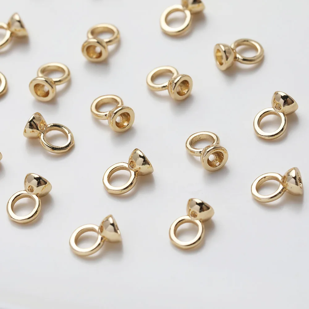 6PCS 14K Gold Plated Brass Simple Bead Cap Jewelry DIY Making Supplies Bracelet Material Accessories