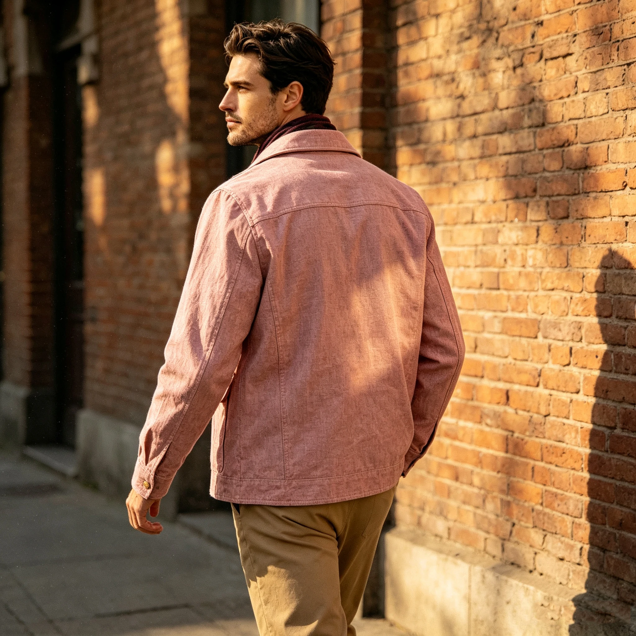 Men's Linen Workwear Jacket Business Casual Suit Blazer with Gold Buttons Multiple Pockets Overshirt Formal Sport Coat Summer image 4