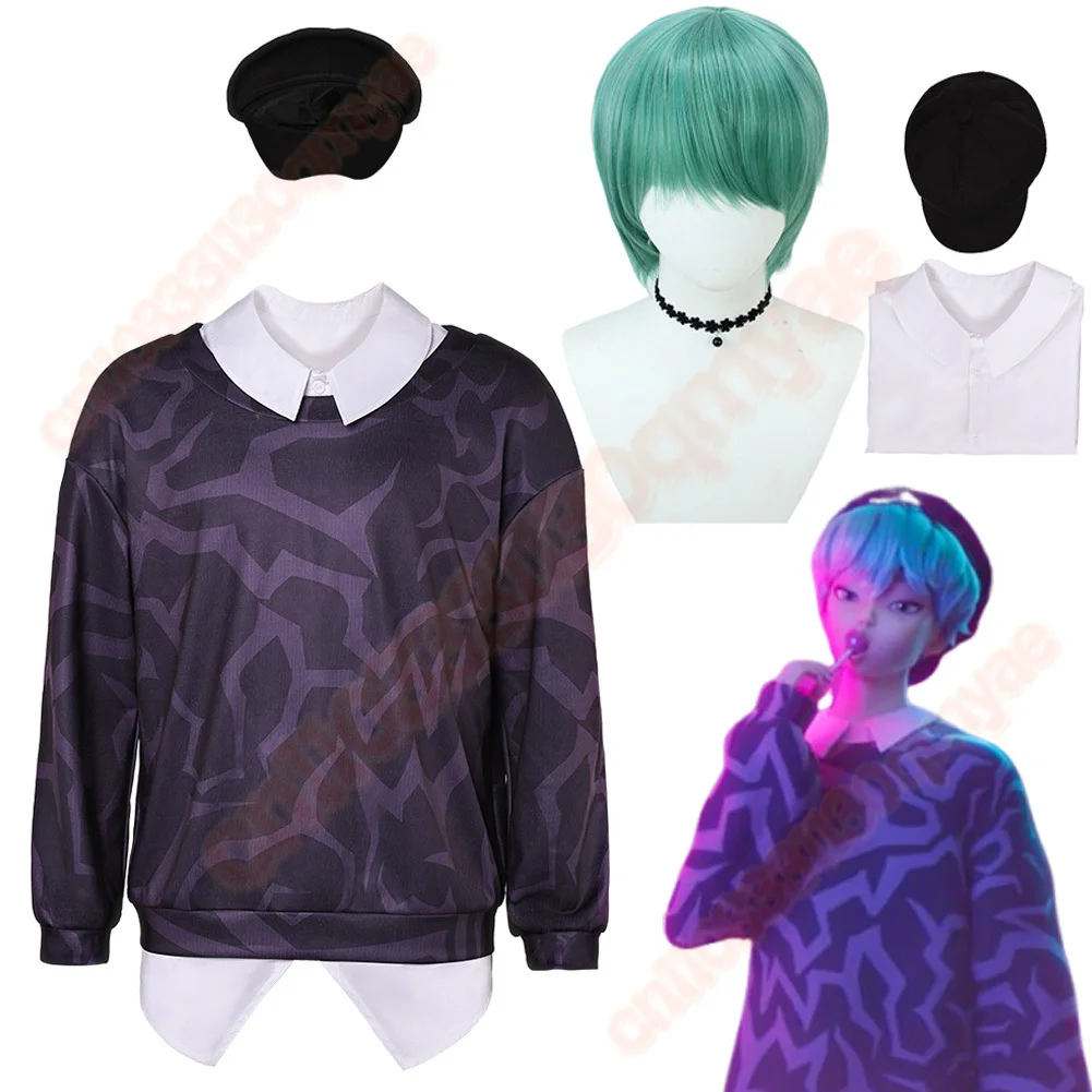 

2025 NEW Cartoon Demon Hunter of KPop Saja Boys Baby Evil Shirt Cosplay Hat Costume Men Disguise Roleplay Hoodie Wigs Halloween