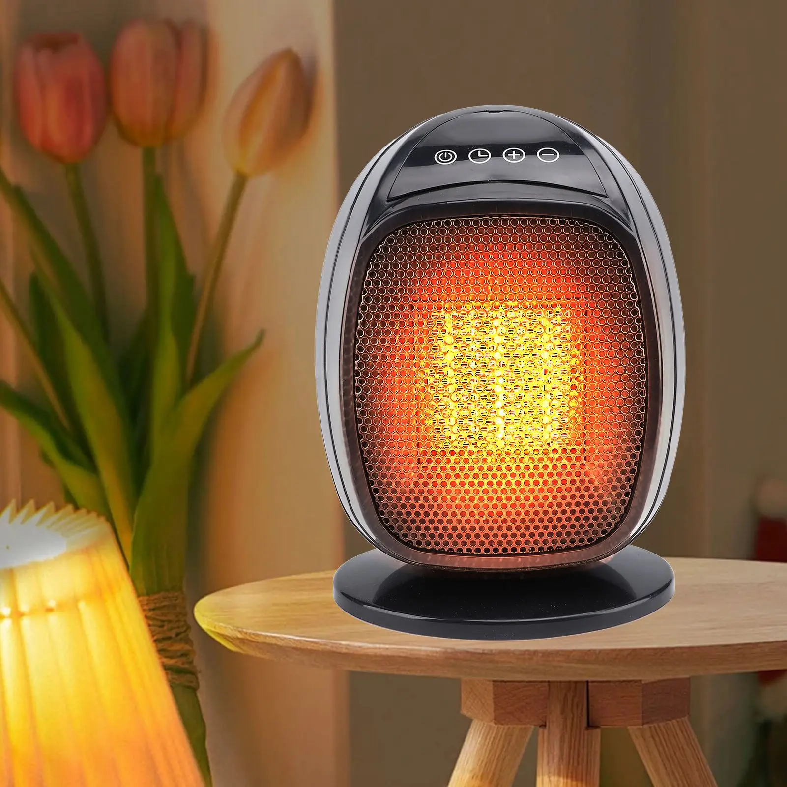 

Небольшой обогреватель для внутреннего использования, электрический портативный обогреватель, вентилятор, тихий настольный обогреватель для офиса, дома, спальни, черный