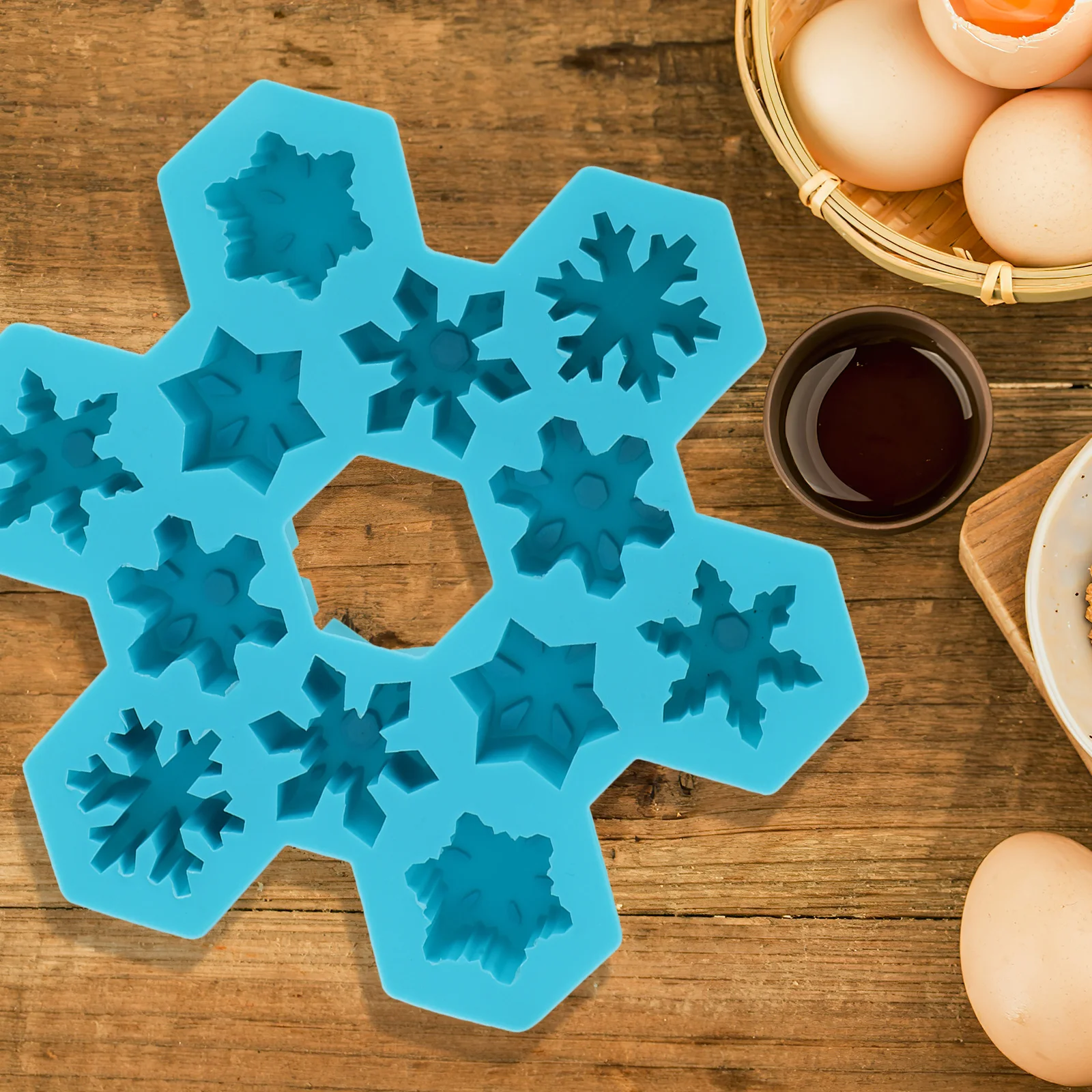 

2 шт. подносы для кубиков льда в виде снежинок, 12 сеток, силиконовая гибкая форма, безопасная без запаха для выпечки шоколадных конфет, печенья, десертов