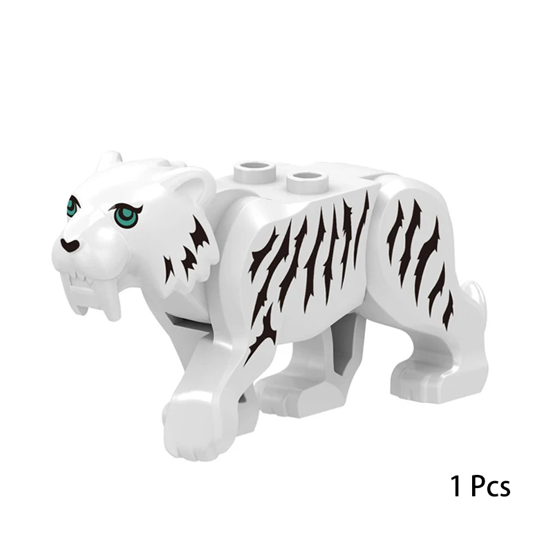 Cats Animal Parts MOC Jungle Beast Building Blocks Zoo Pet Bricks Toys Kit Saber-Toothed Tiger Lion Leopard Compatible With LEGO