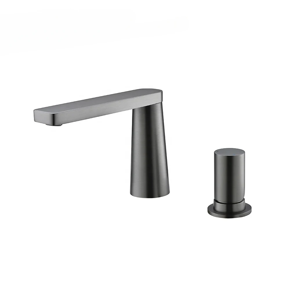 Taps Manufacturer Brushed Grey Faucet 2 Hole Bathroom Vanity Faucet Classic Basin Faucet